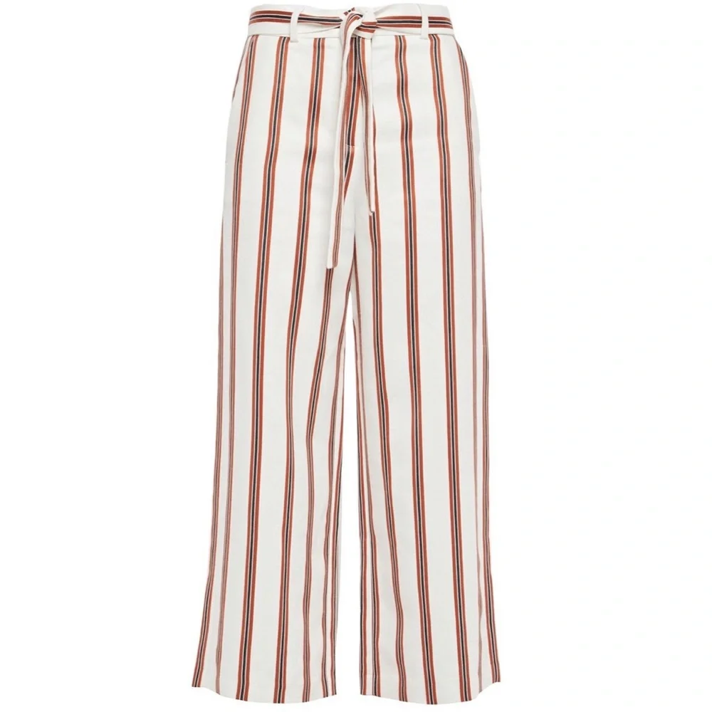NEW Maje Cropped Striped Twill Wide Leg Pants M - Picture 4 of 8